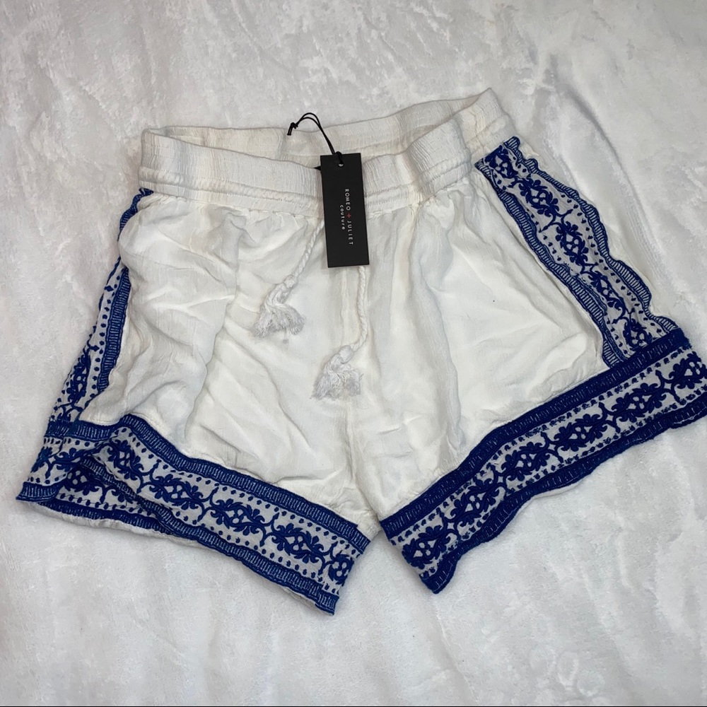 Women’s Embroidered Boho Lounge Sheer White Shorts